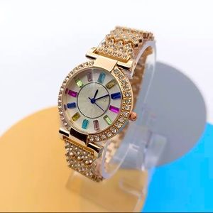 NEW Ladies Rainbow Dial Bling Sparkly Watch- Rose Gold Tone